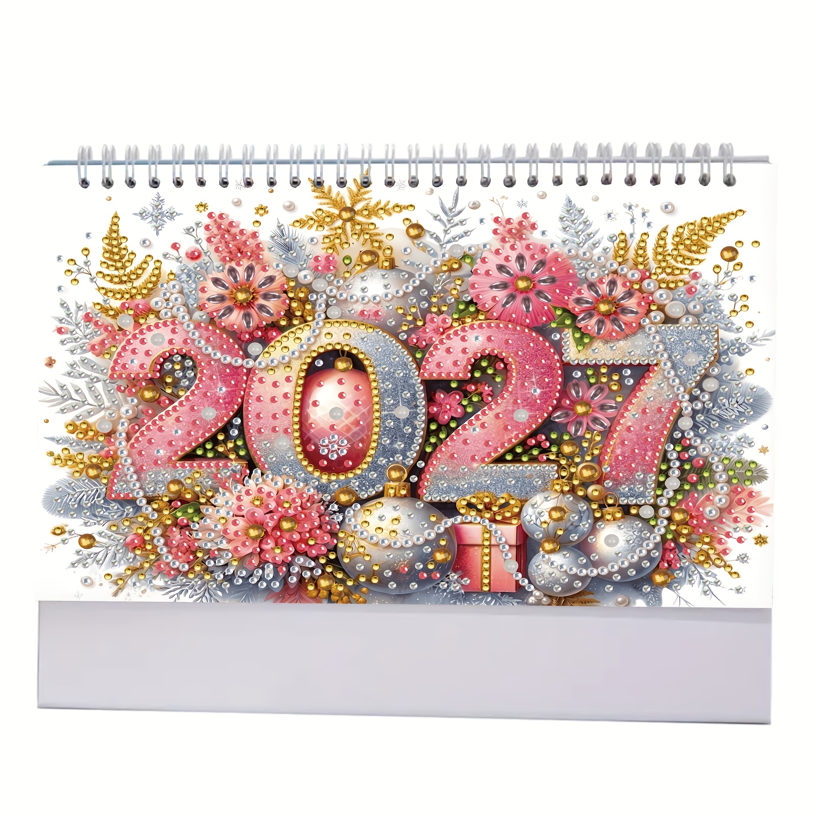 TEMU Calendrier de Peinture Diamant DIY 2027, Ensemble de Calendrier de Peinture Diamant, Calendrier de Bureau à Motif des Jours Fériés, Art à Points