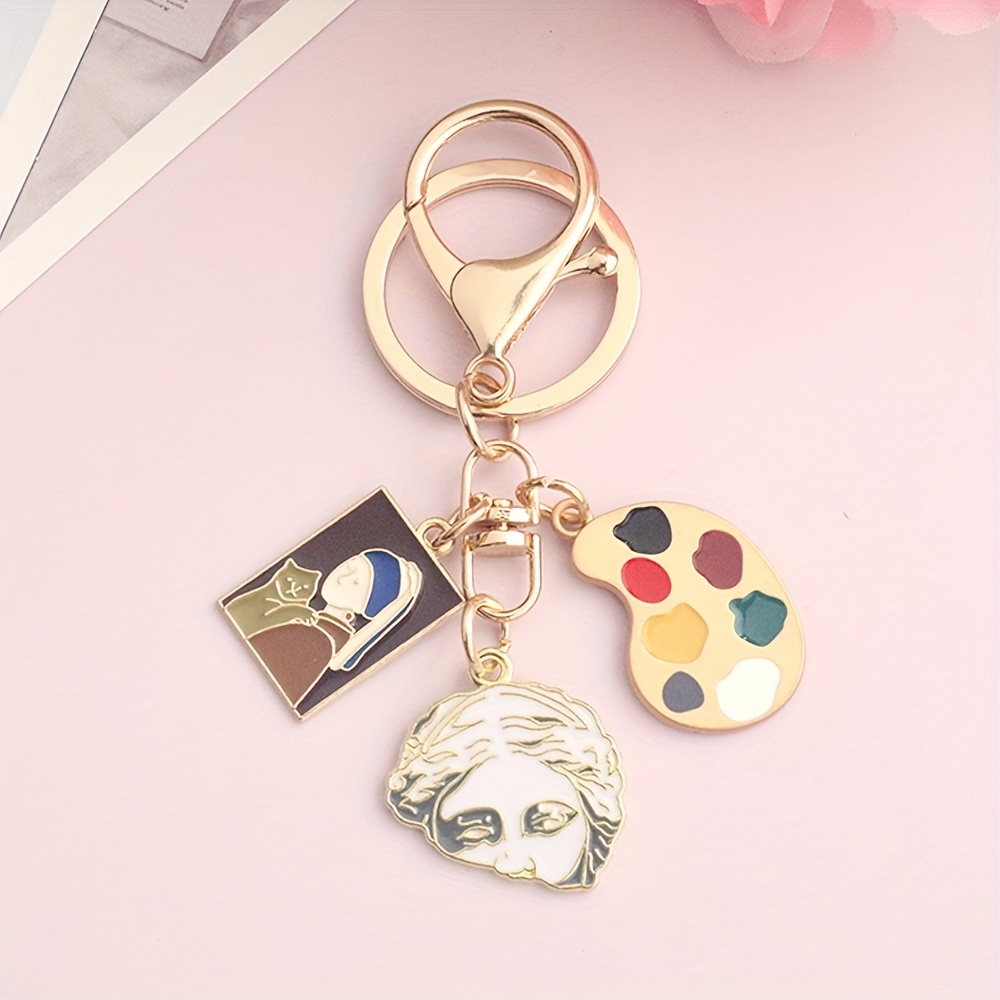 Image of Inspired Pearl Sculpture Keychain-artistic Alloy Pendant For Bags And Backpacks, Perfect Gift For Ladies And