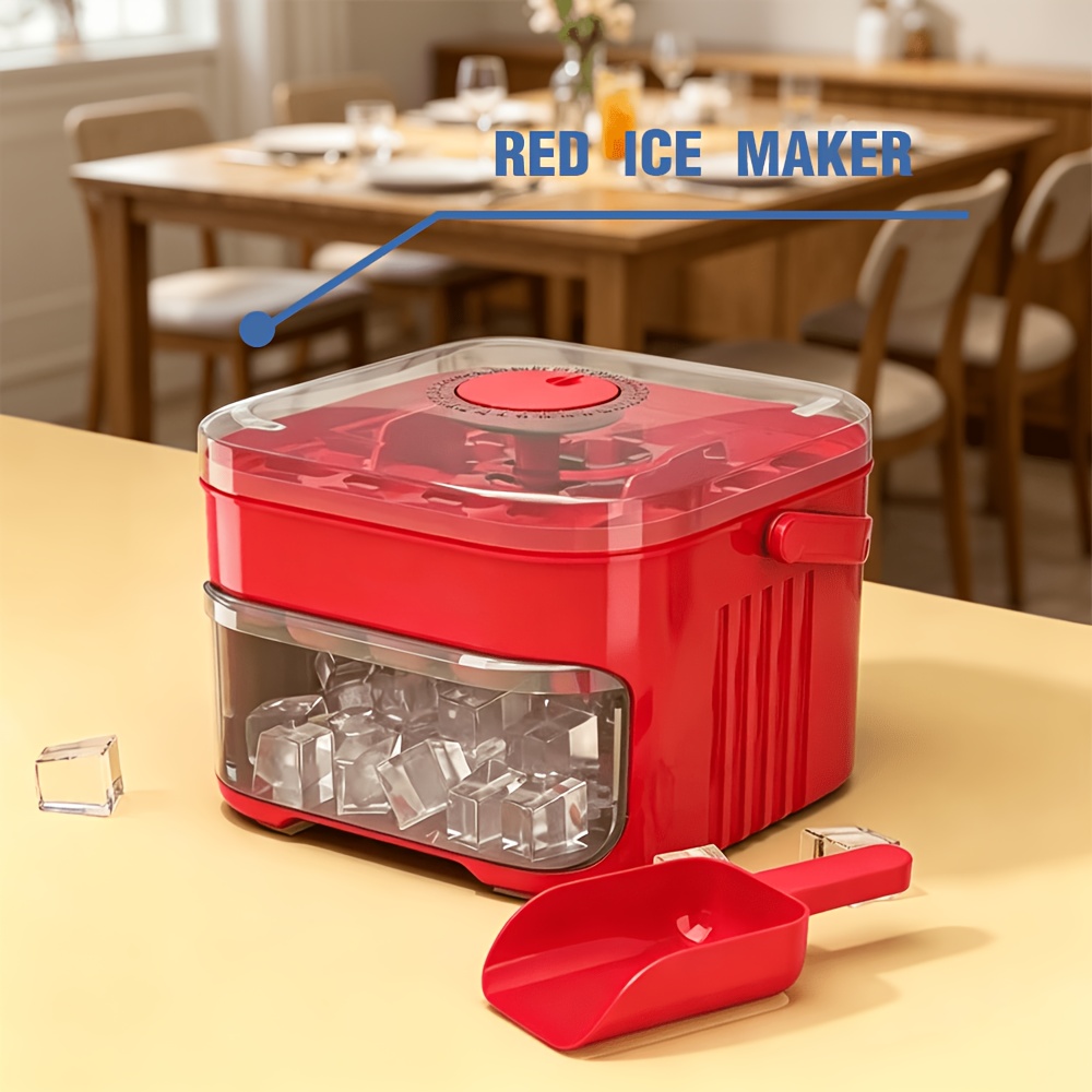 TEMU Cube Of Ice Tray With Lid And Bin, Ice Trays For Freezer, Flexible Cube Of Ice Trays, 1 Pack For Freezer, 48pcs Cube Of Ice Mold With Ice Scoop
