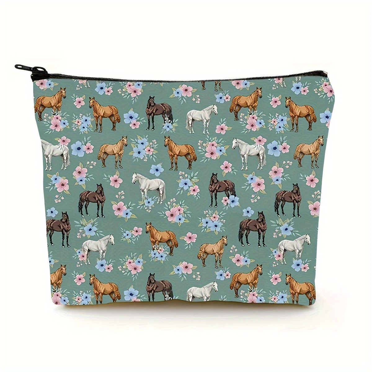 

stylish" Chic Horse Print Makeup Bag - Ideal Gift For Women, Best Friends & Sisters - Cotton Zippered Cosmetic Pouch With Travel Accessories - Perfect For Halloween & Mother's Day