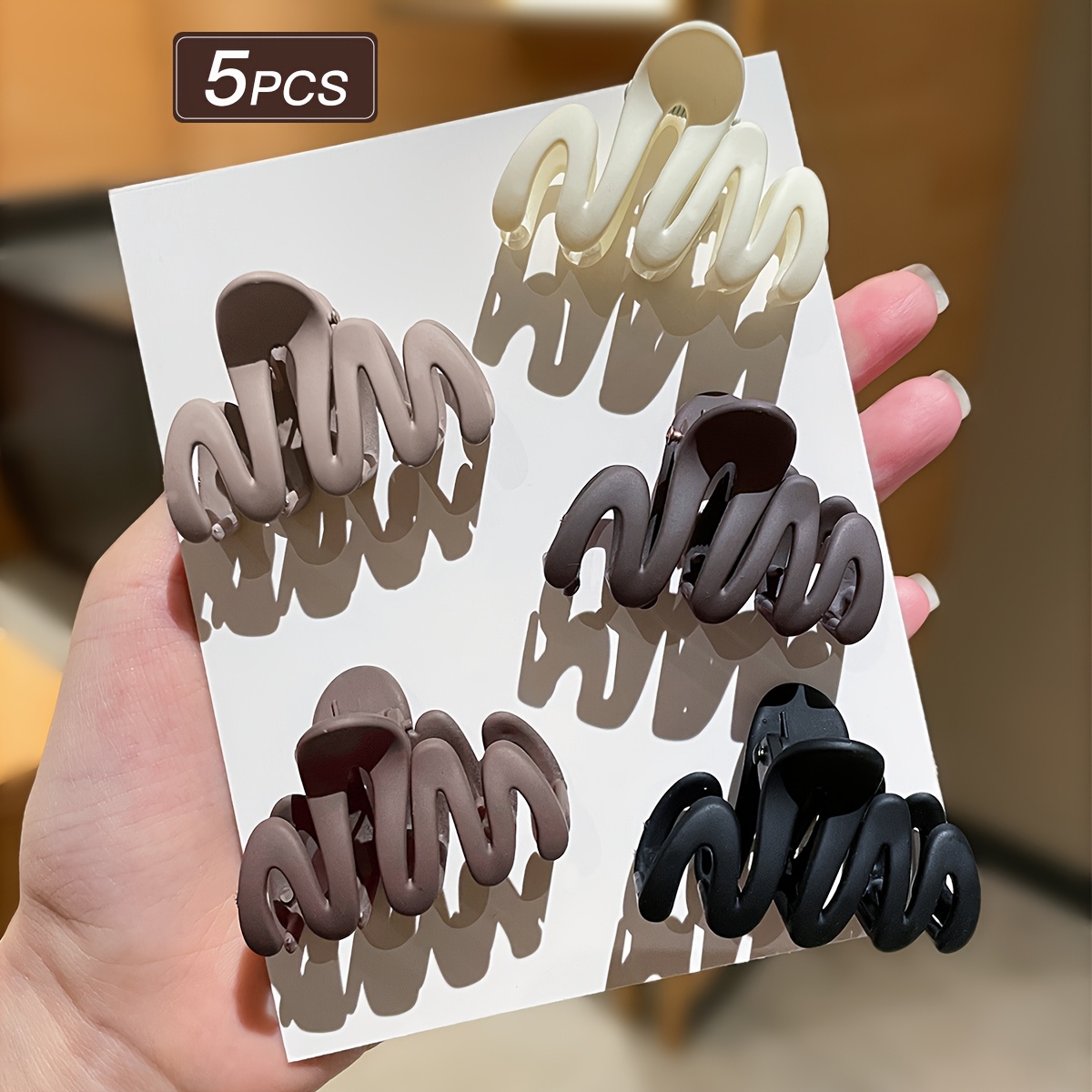 E-shop 5er-Pack Damen Haarspangen in mehreren Farben, Wellenmuster, süßer und lieblicher Stil, kleine Haarspangen, Sommerurlaub-Ergänzungen,