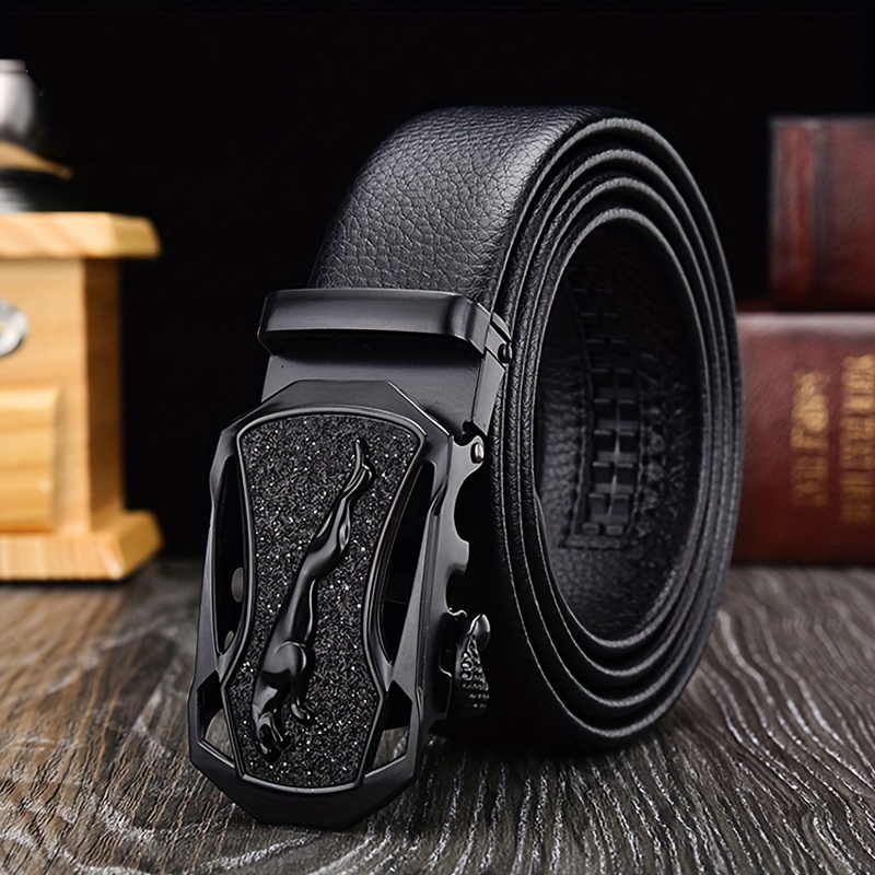 

Ljsq Men's Sleek Black Leather Belt With Automatic - Business & Casual Wear, Ideal Gift