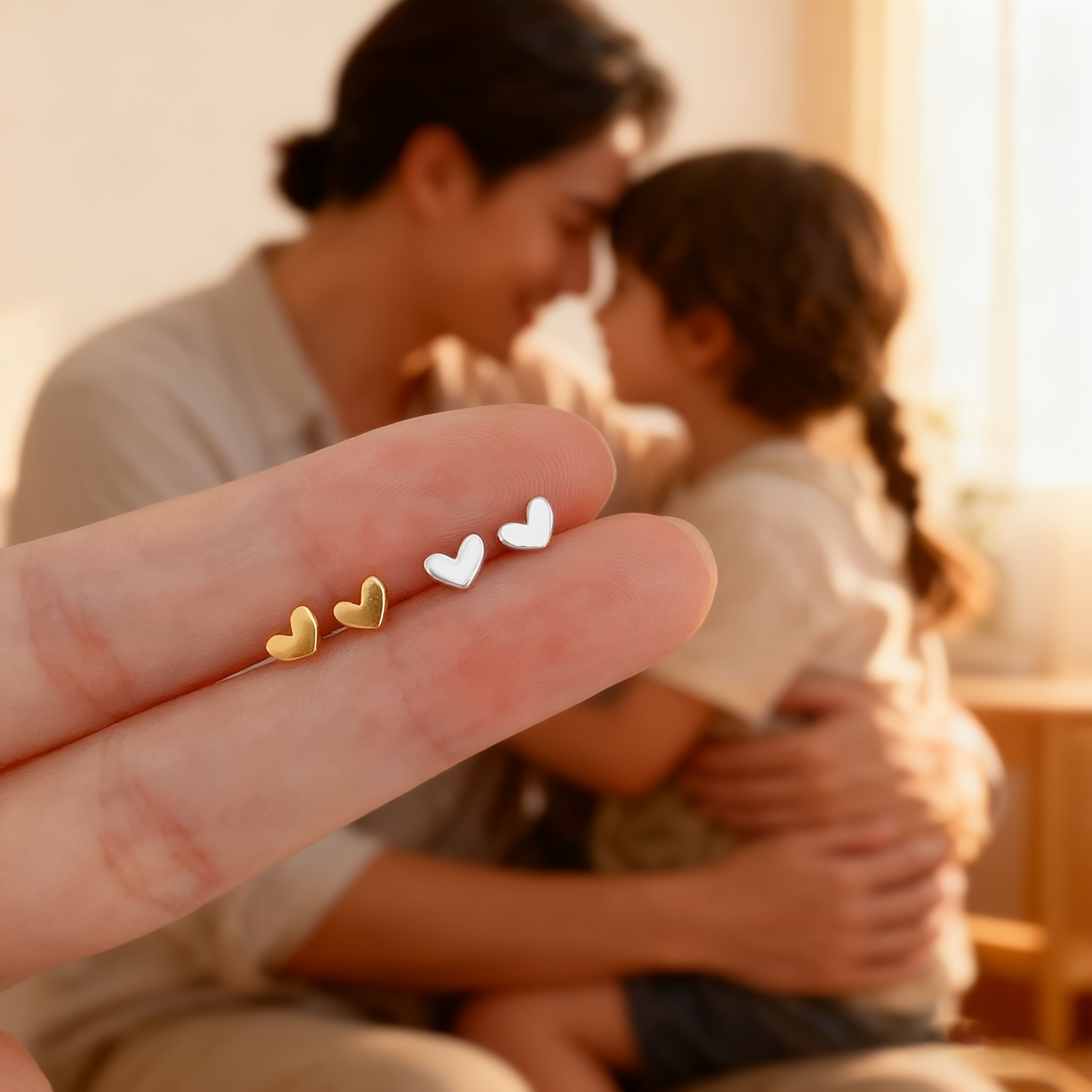 A Pair of Delicate and Petite Heart-shaped Earrings for, Simple Love Earrings, Fashionable Unisex Studs, Wedding Earrings, Anniversary and Birthday Gifts for And, for Teenager