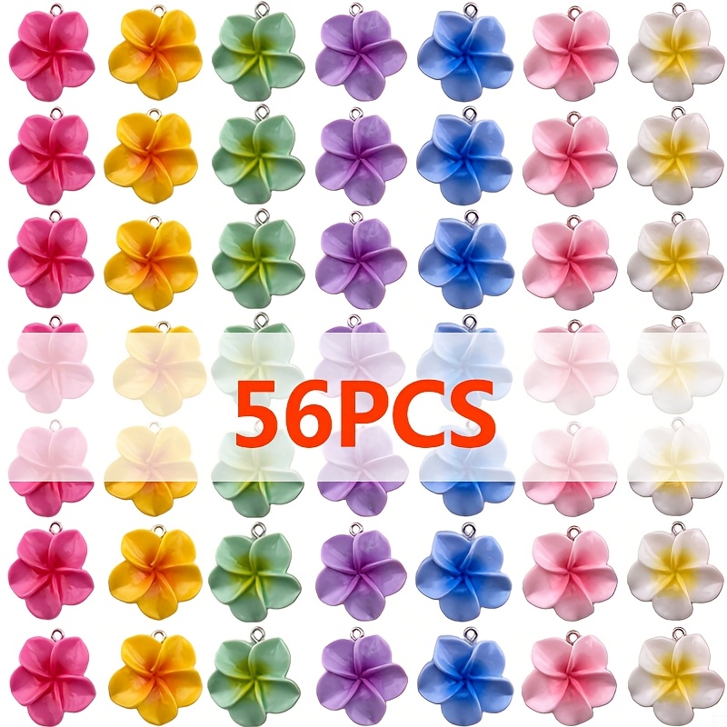 TEMU [ 56pcs Set ] Elegant And Colorful Windmill Flower Pendant - Resin Decoration, Suitable For , Necklaces, Earrings, Keychains And Other