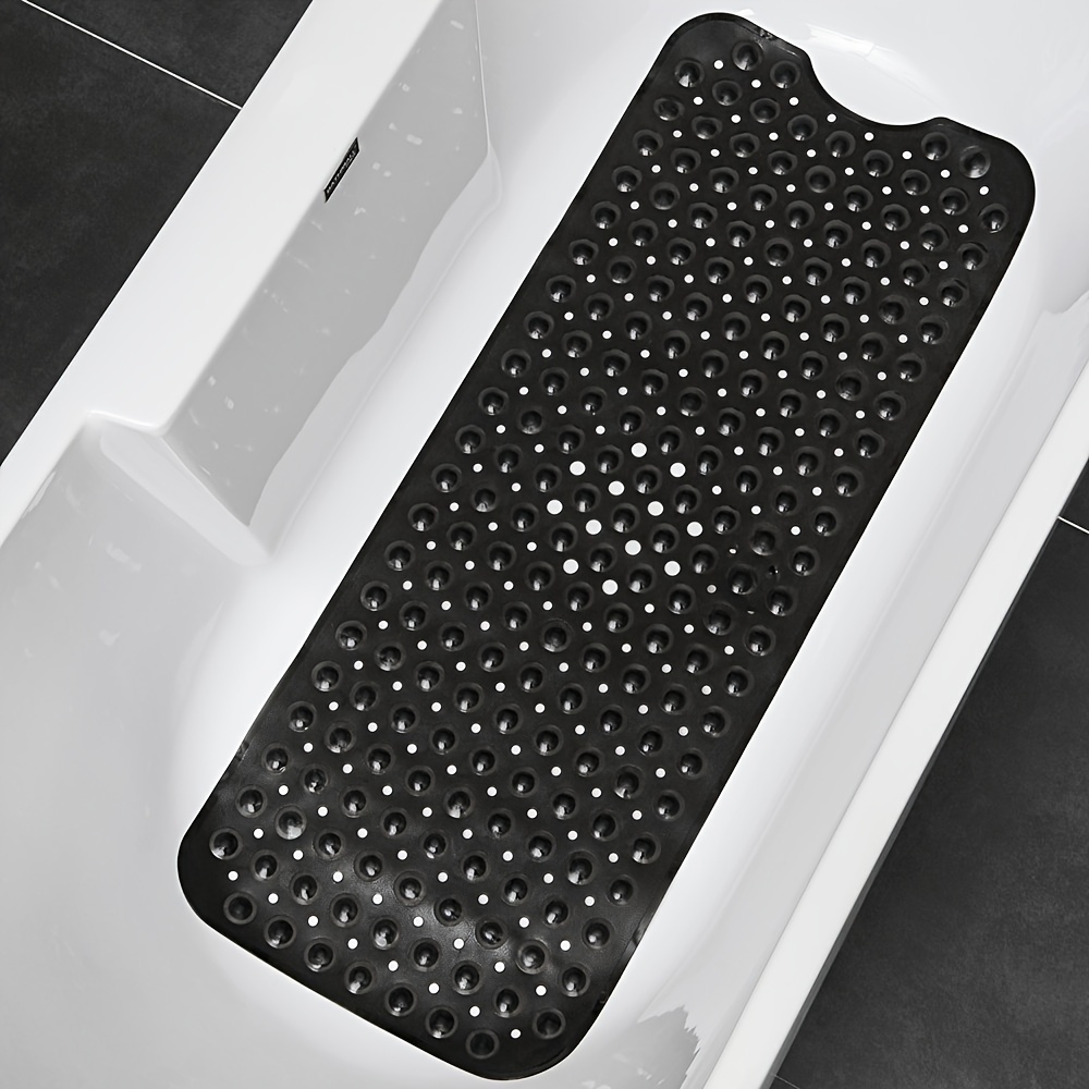 

Extra-long Non-slip Bathtub Mat With Drain Holes & Suction Cups - Machine Washable, Pvc Shower Rug For Home, Hotel, Car Travel - In Multiple Colors