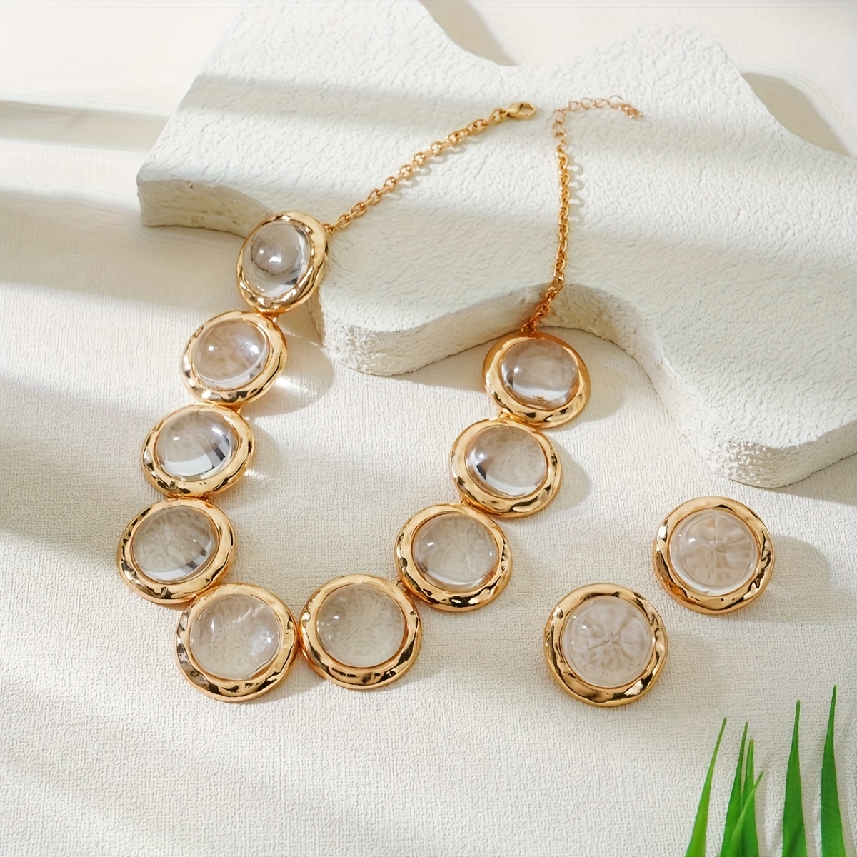 Geometric Round Acrylic Necklace Earring Set