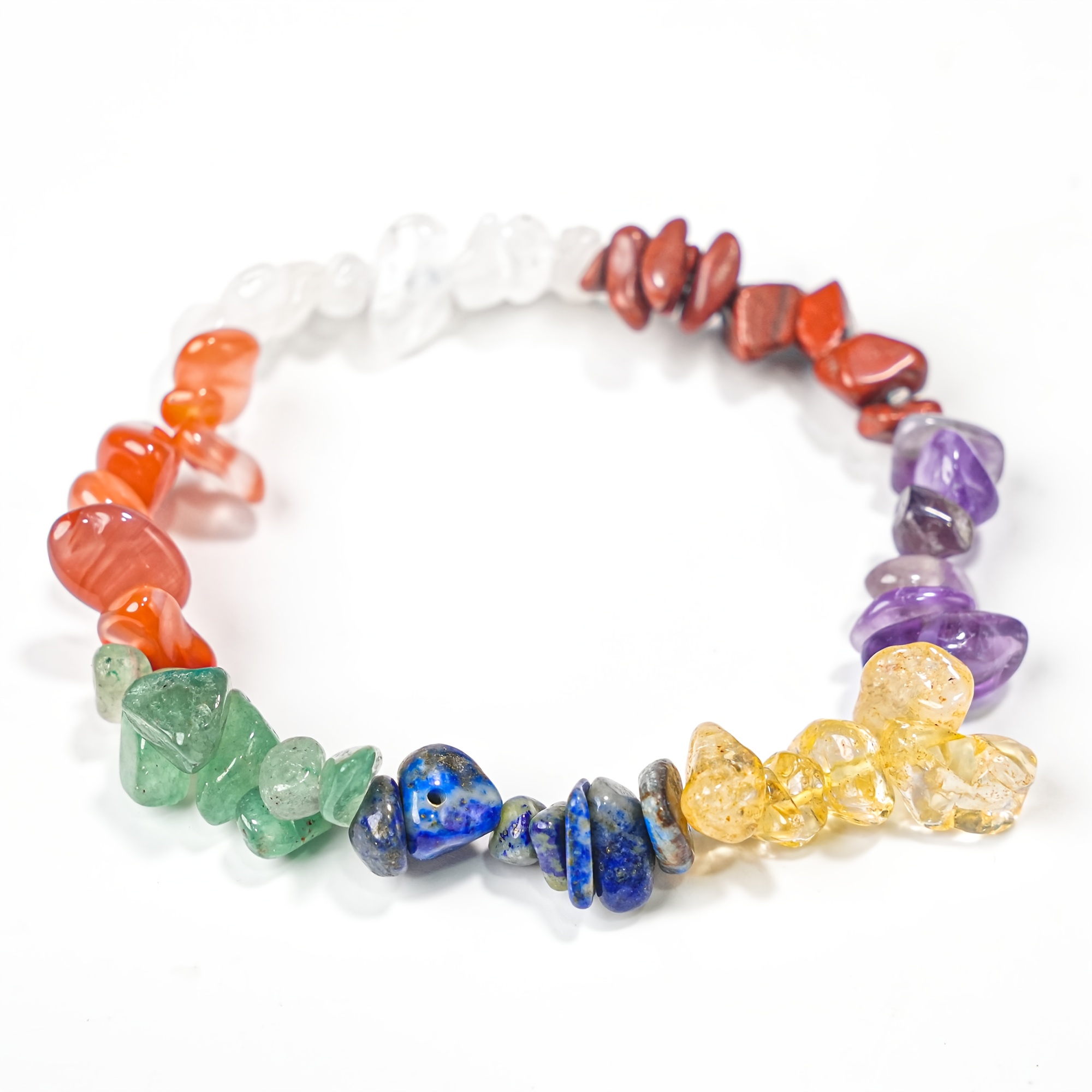 Colorful Chakra Crystal Stone Stretch Bracelet, Versatile Gift