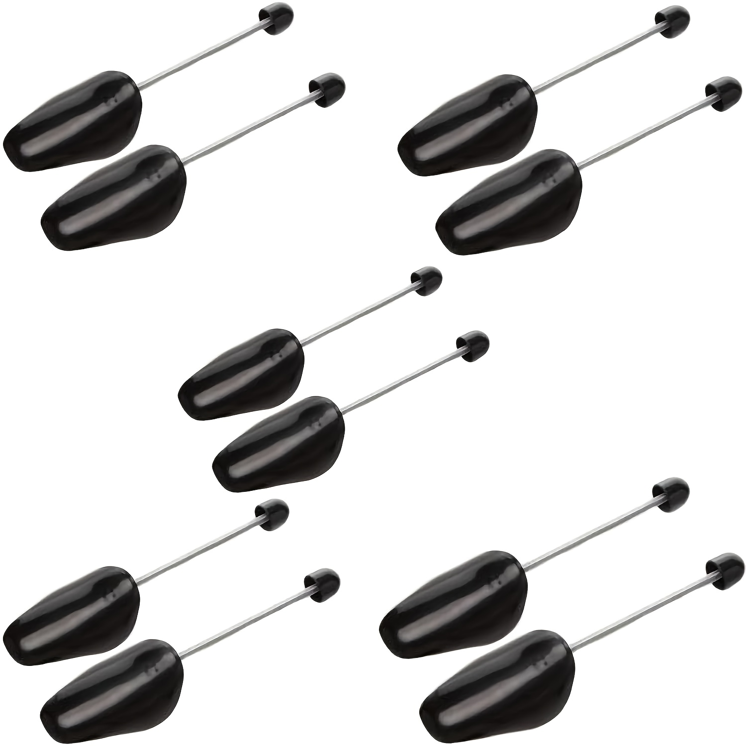 Set Of 10 Spring Shoe Trees In Black, Adjustable For Sizes 39 To 46. Suitable For Men And Women, Portable Shoe Stretchers Help Of Your Footwear And Serve As Organizers For Different Types Of Shoes