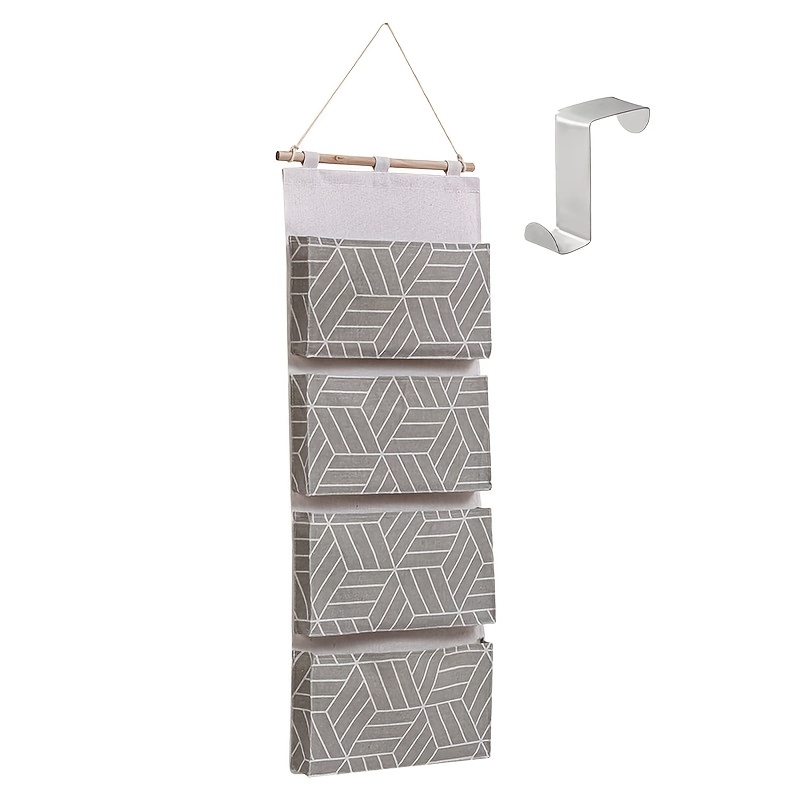 1pc Door Hanging Storage Bag Wall-mounted Closet Organizer, Large Pocket Storage Bag Living Room Bedroom Bathroom Documents Magazine Free Hook
