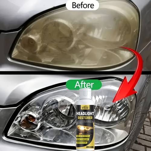 dies ist professionelles spray zur wiederherstellung von autolichtern, das sich durch eine benutzerfreundliche anwendung auszeichnet. es hilft, lichter zu reparieren, die oxidiert, vergilbt oder geworden sind.