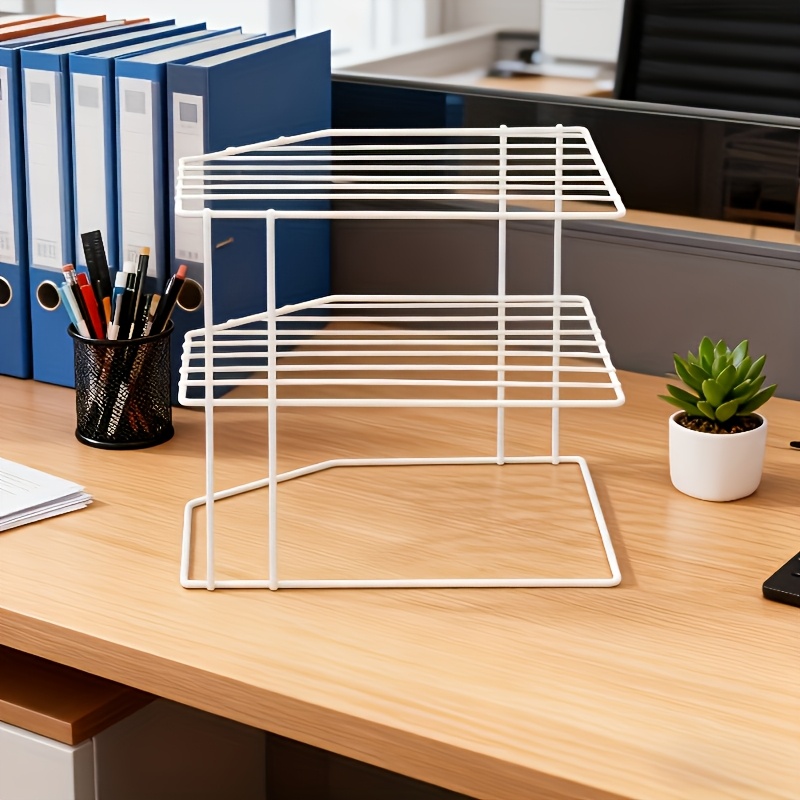 TEMU White Three-tier Corner Insert Storage Rack, Utilizes Corner Space For Efficient Space-. Features A Sturdy And Durable Structure. On Countertops