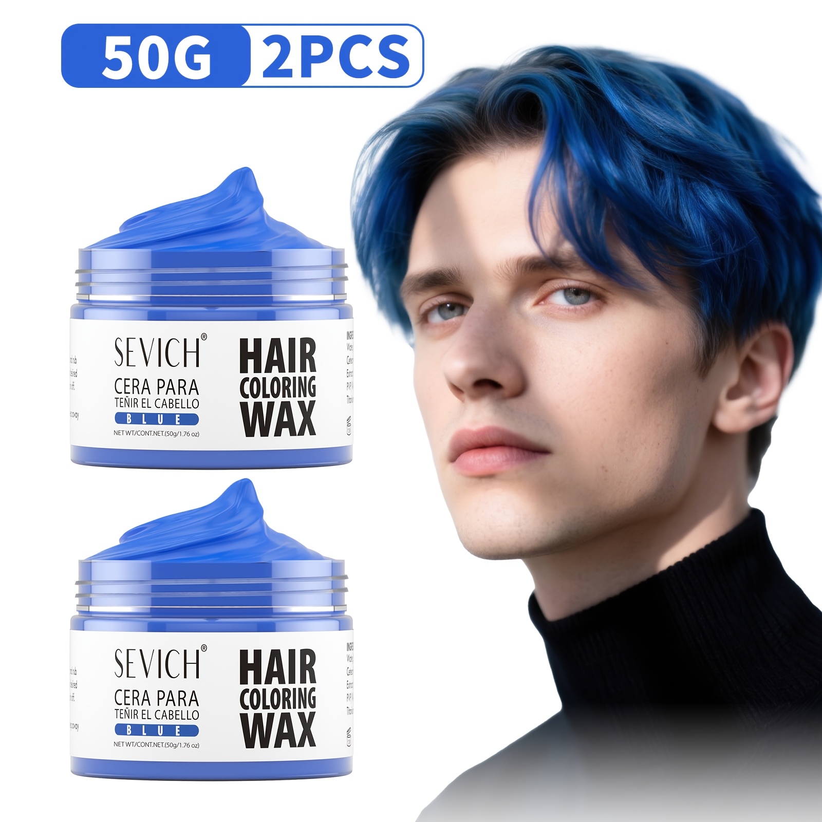 2pcs Sevich Hair Coloring Wax 50g | Temporary Hair Styling Putty For Change, Out Easily, Ideal For Festive Events, Games, Parties & Creative Holiday Gifts