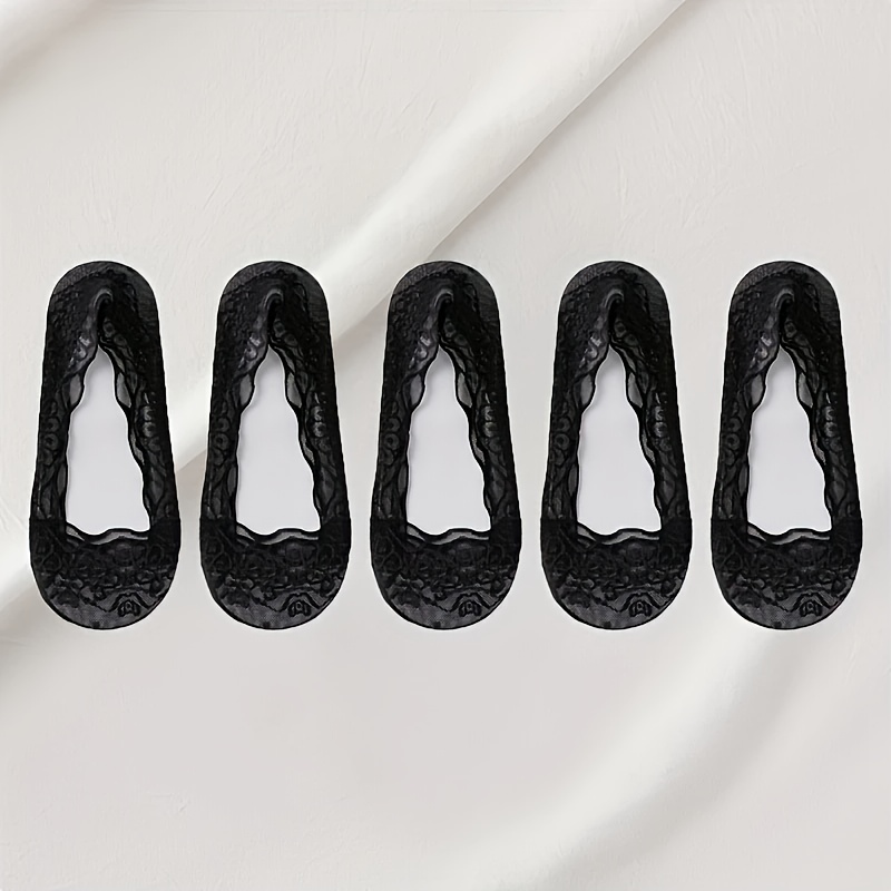 TEMU 5 Pairs Of Lace Invisible Socks, Soft And Lightweight High-heel Boat Socks, Women's Stockings And Socks