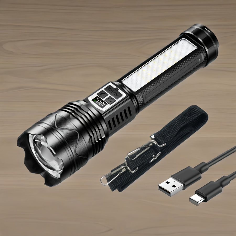 TEMU Super Flashlight, Rechargeable Flashlight, Most Powerful Flashlight, Tactical Flashlight, Built-in 3*18650 Batteries, Multiple Lighting Modes,