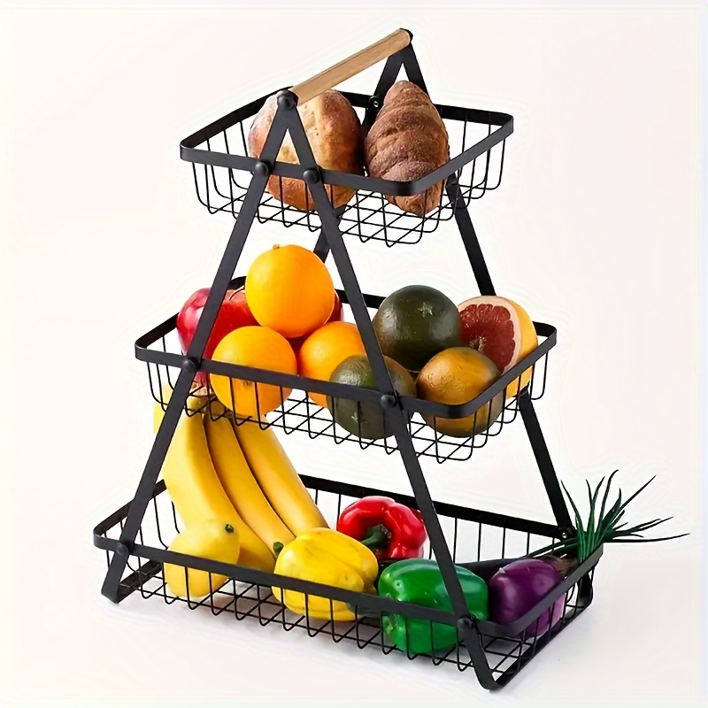 2   storage basket countertop for bathroom fruit basket vegetable basket basket bowl removable wire basket with wooden handle for bathroom   kitchen storage supplies