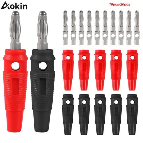10 20pcs banana plugs 4mm banana plugs stackable screw type solderless banana connector adapter