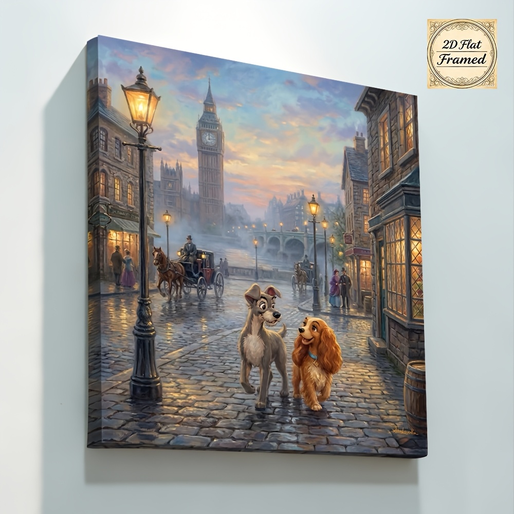 TEMU 2d Flat, 1pc Framed Canvas Print - Wall Suitable For Living Room, Bedroom, Decor, Movie For & Office Decoration, Nostalgic Gift For, 2d Flat