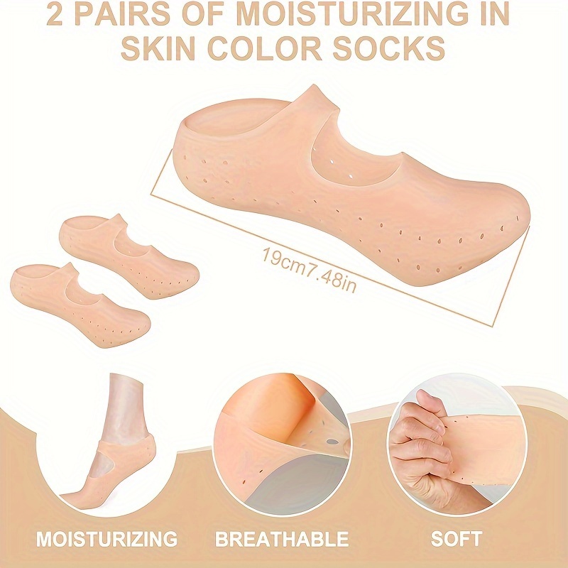 2pcs Moisturizing Socks for Dry Cracked Feet Women Overnight, Soft  Breathable Gel Pedicure Spa Aloe Socks, Lotion Socks Moisturizer Socks  for Rep
