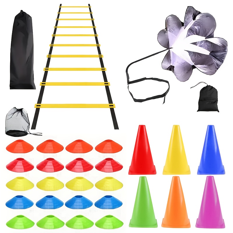 TEMU Outdoor Sport Agility Ladder Set | Perfecte Voetbal/Rugby Training Equipment Kit - Inclusief Agility Ladder, Weerstandsparachute, Meerdere