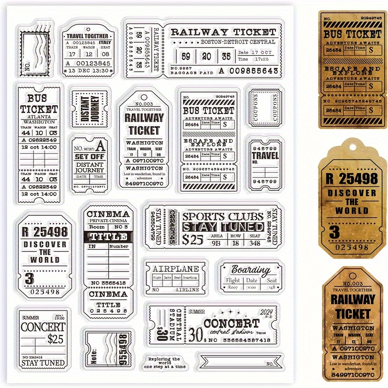 

Vintage Travel Ticket Clear Stamp For Scrapbooking, Card Making & Home Decor - Craft Supplies For Hobbyists, Ages 14+ Retro Stamps For Card Making Vintage Stickers For Scrapbooking