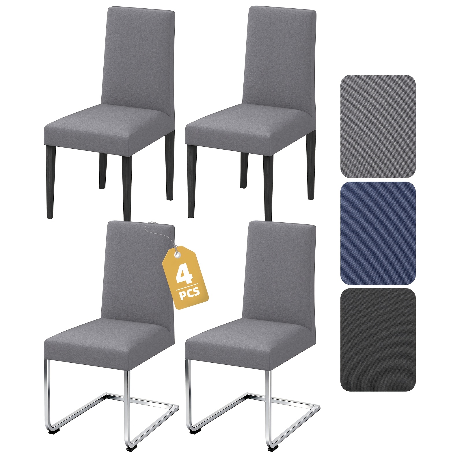 Image of Bseckoo Us High Elasticity Universal Chair Seat Cover - 4pcs In A Set - 6pcs Per Set - Anti-slip Dining Chair Cover - Simple Chair Protection Cover For Living Room, Bedroom And Dining Room