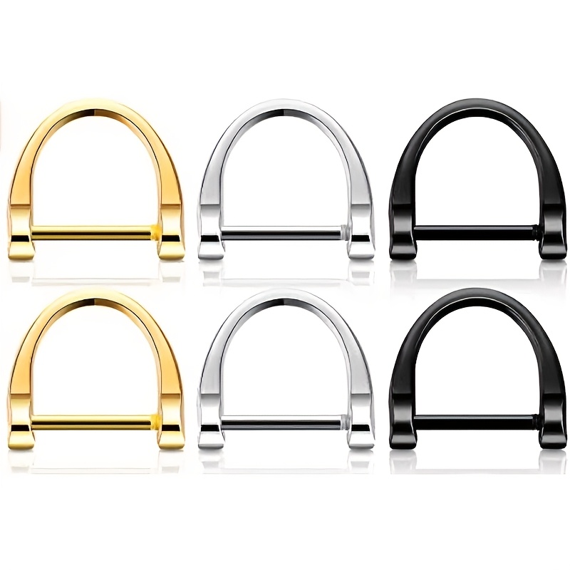 TEMU 6pcs Horseshoe Car Keychain Pendants, Handmade Accessories, Detachable D , D-shaped Key Ring In Black, Silvery And Golden