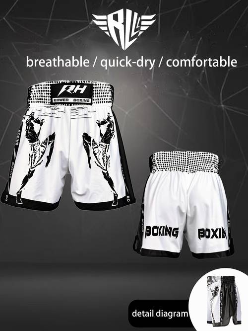 a pair of unisex boxing shorts suitable for boxing training mma martial arts jujitsu high waist version is loose and comfortable moisture absorption and perspiration and high