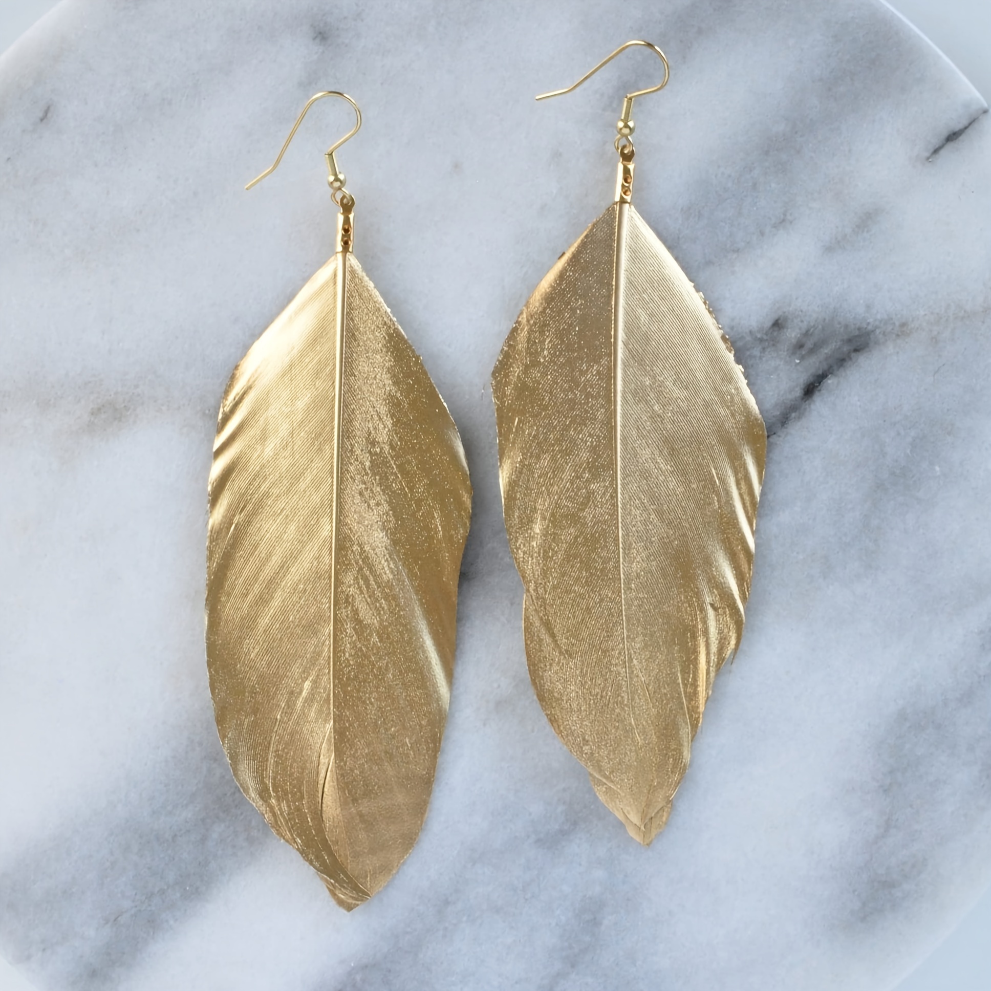 Women's Golden Merad Feather Dangle Earrings