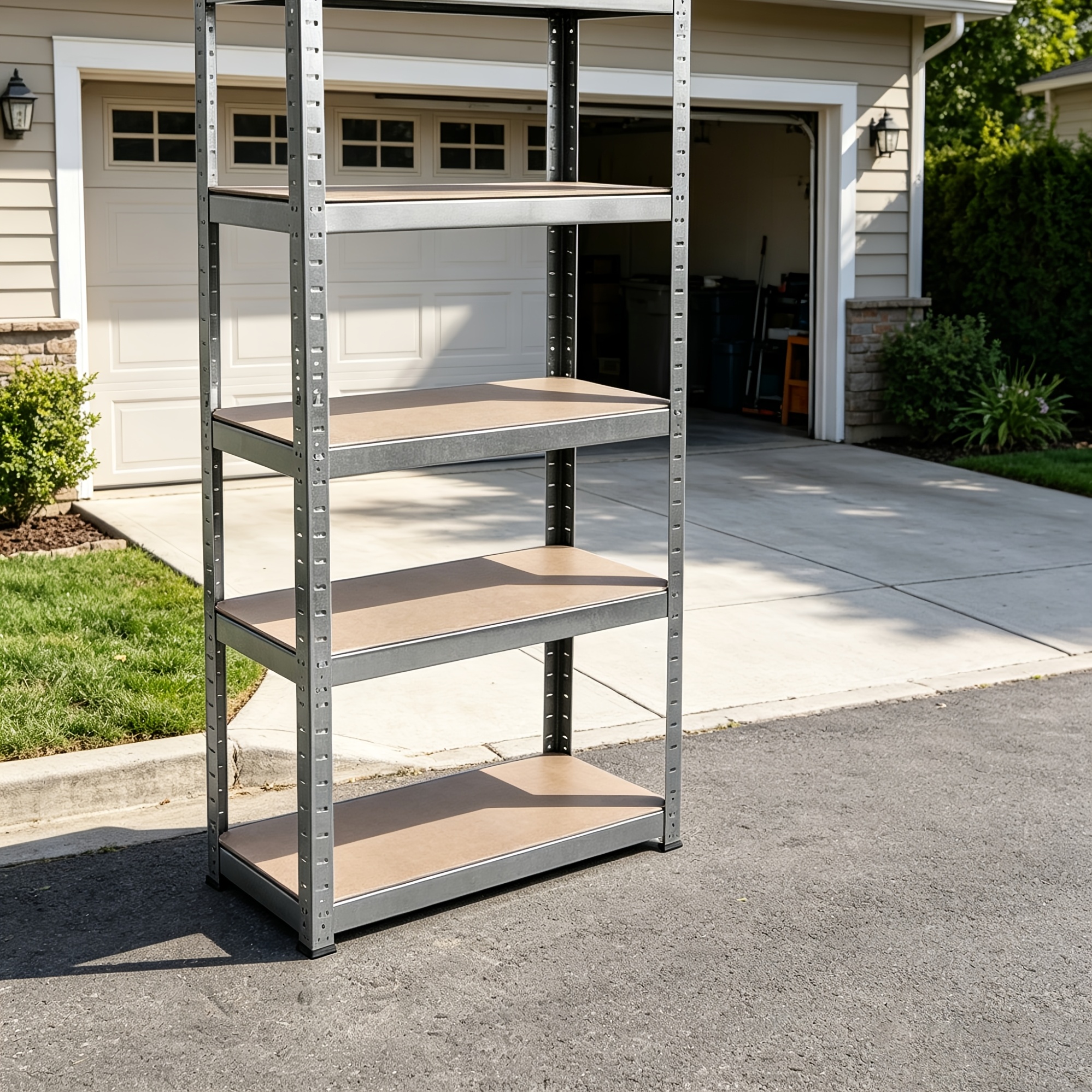 TEMU Heavy-duty 5-tier Metal Shelving Unit; Thickened, Heavy-duty Storage Rack; Easy To Assemble; Suitable For Garages, , , Offices, And Storage