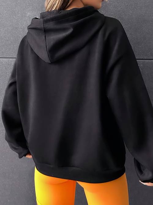 giacca con cappuccio e cerniera con motivo a scheletro scuro, 1 pz cardigan felpa con cappuccio da donna, felpa con cappuccio e zip stile personalità dark per donna, vestibilità regolare, tessuto confortevole, adatta a , disponibile in più taglie e colori