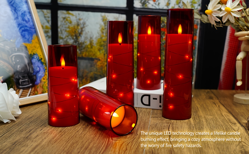  5 led flameless candles d2 3 5 battery powered candles flickering led cylindrical candles with embedded star string acrylic led cylindrical candles with remote control and timer suitable for home decoration valentines day gifts wedding decoration a romantic atmosphere for valentines day details 2