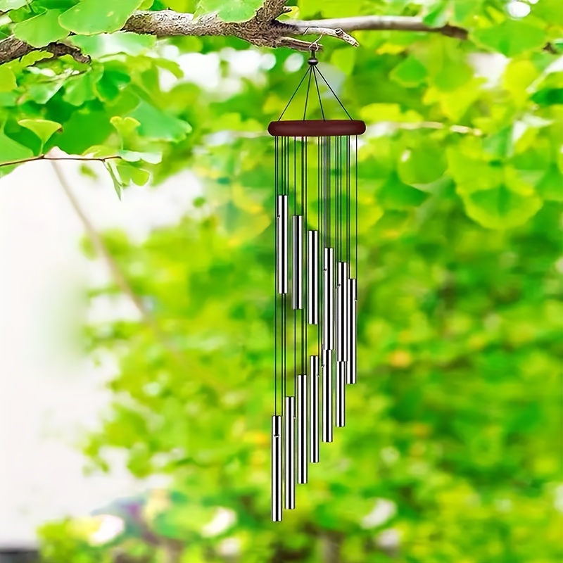 

1pc Soothing Wind Chimes With 12 Aluminum Tubes - Perfect For Patio, Porch & Backyard Decor | Ideal For Meditation & Yoga