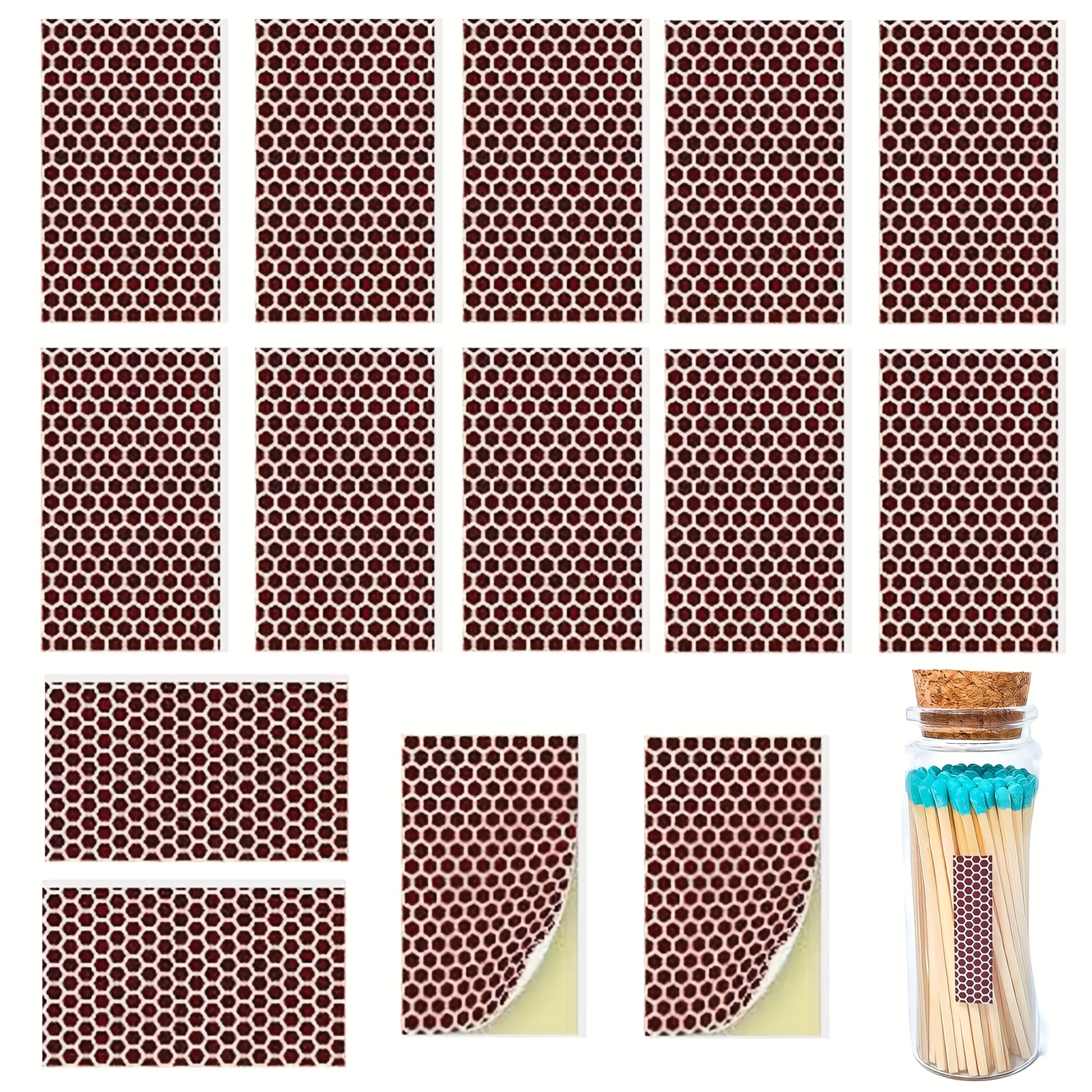 

1 Sheet Contains 19 Long Stickers, Self-adhesive Paper, Self-adhesive Honeycomb Friction Paper, Pre-cut Self-adhesive Pad, Used For Candle Jars, , Fireplace Matches - High Ignition Efficiency