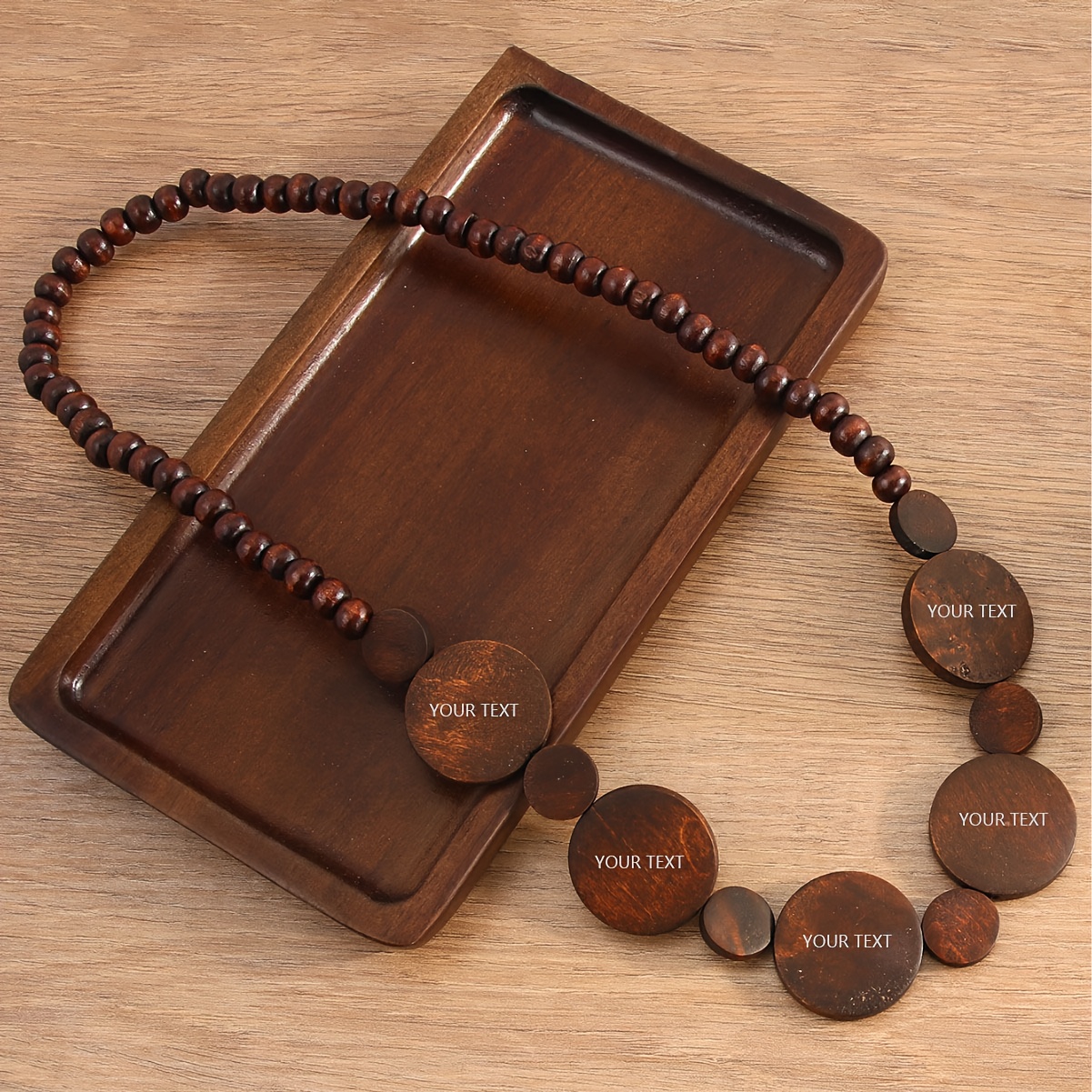 Chinese Ethnic Style Wood Bead Necklace, Vacation Sweater Chain