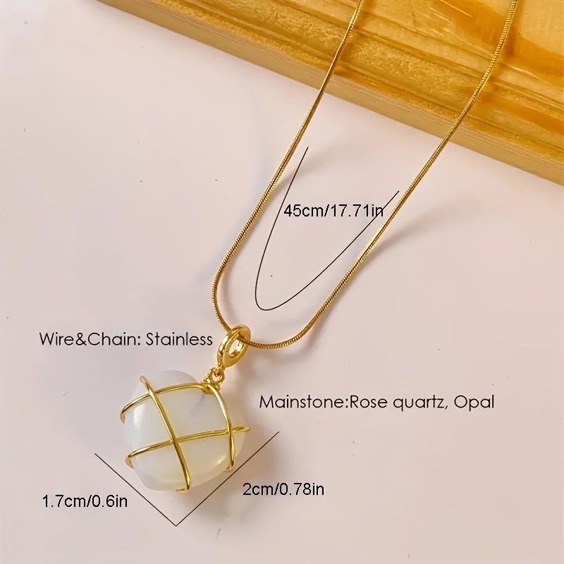 Women's Moonstone & Rose Quartz Heart Necklace, Y2K Style
