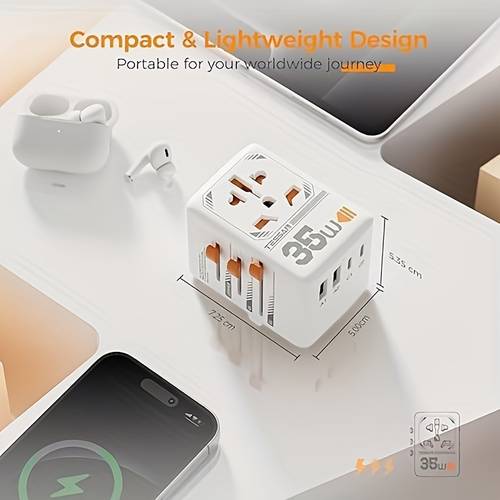 35w universal travel adapter international plug adapter with 3 usb c and 2 usb a charging ports socket suitable to europe eu uk australia ireland c type