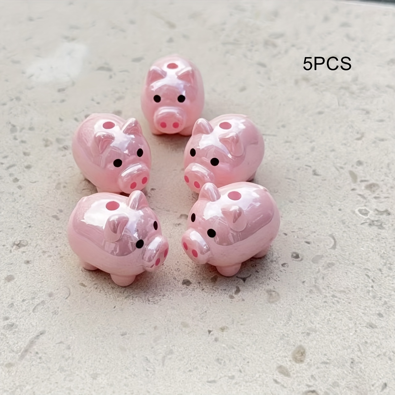 5pcs Decorative Beads With Coating Acrylic - Pink Piglet, Suitable For And Craft Materials, Phone Charm Bag Chains, Decorative Pen Accessories