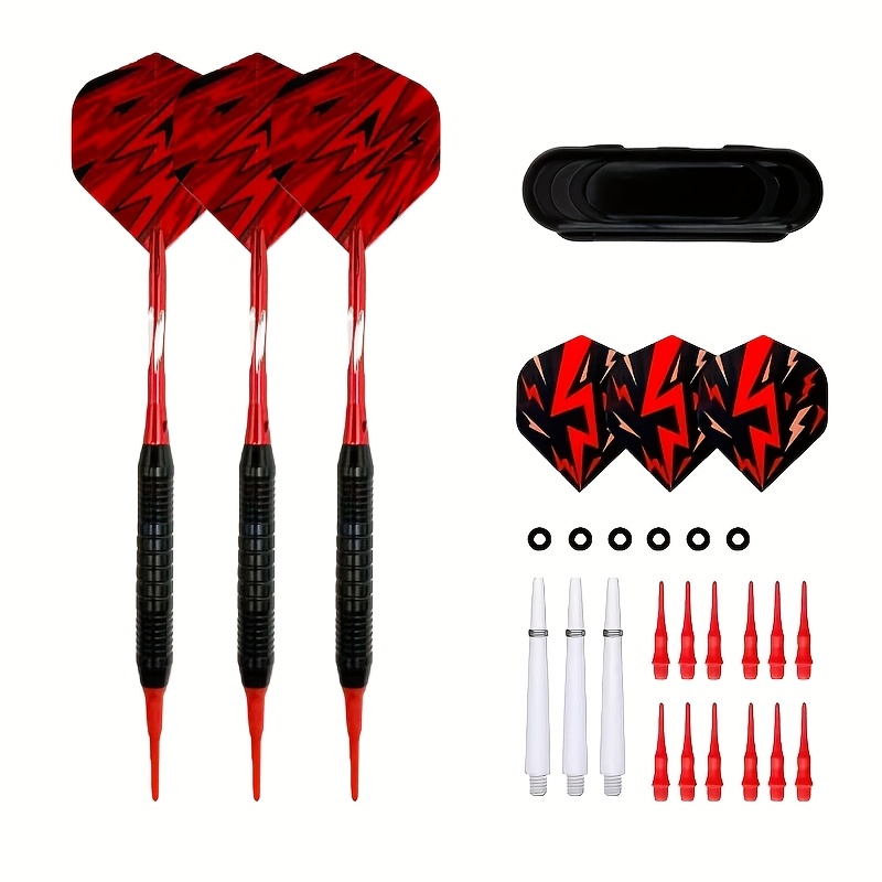 E-shop 3 professionelle Darts, Eisen-Zylinder + Exquisite Aluminiumstange + PET Dartflügel, inklusive 3 austauschbarer Dartstangen, 12 Soft Tips, 6
