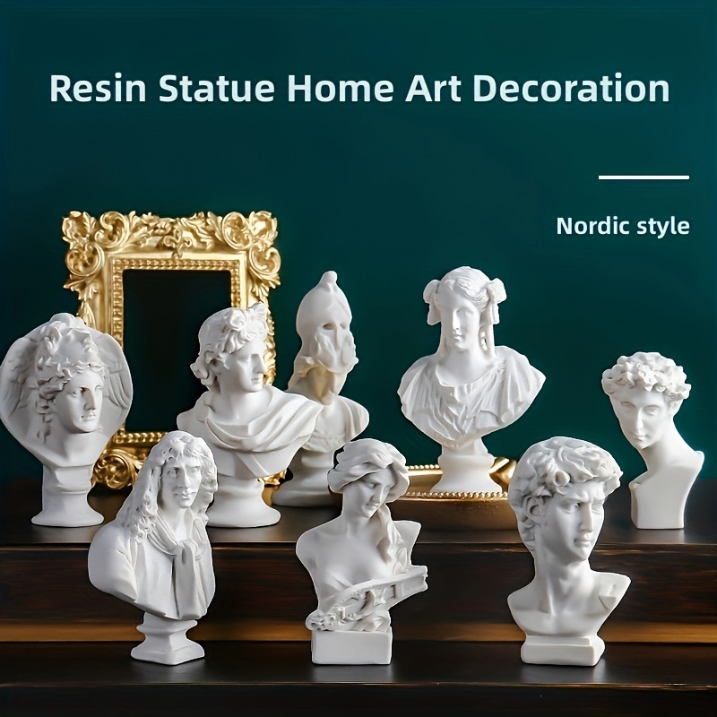 1 st, Mini Resin Bust Sculptures, David & Venus De Milo Staty Ornament, Home Office Decoration, Classic Nordic Style, Vardagsrum Skrivbordsdekoration, Konstnärlig skiss statyer