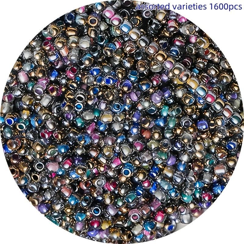 E-shop 1600 Stück hochwertige 2 mm Glas-Rocailles-Perlen in halbgoldener Farbe verschiedenen Farben für handgefertigten DIY-Schmuck, Perlenarmbänder,