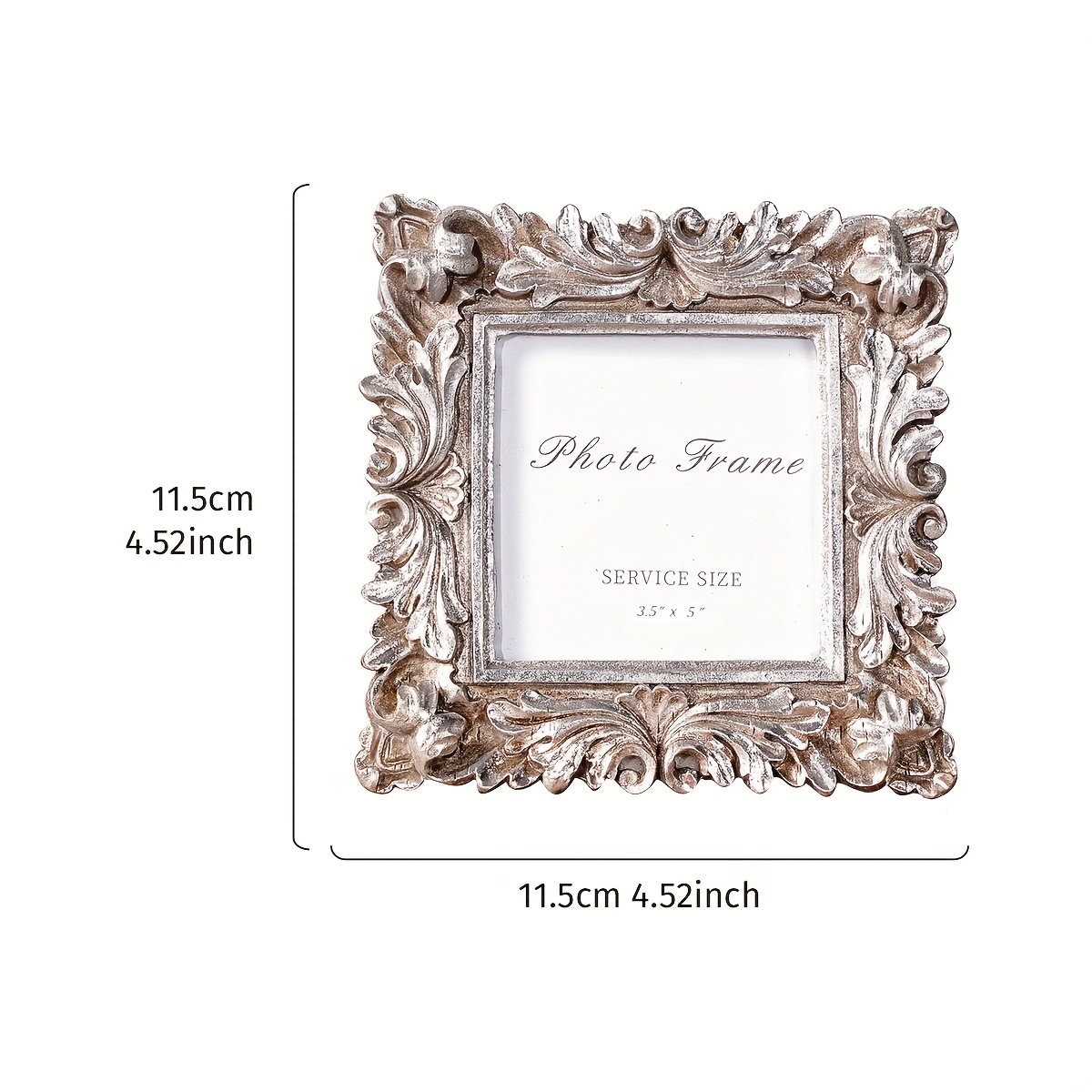 Image of 1pc Creative Chrysanthemum Pattern Square Frame In Golden And Silvery, Resin Material, Warm Desktop Photo Display Frame, 2.5*5inch, Suitable For Home Photo Decoration And Photography Props