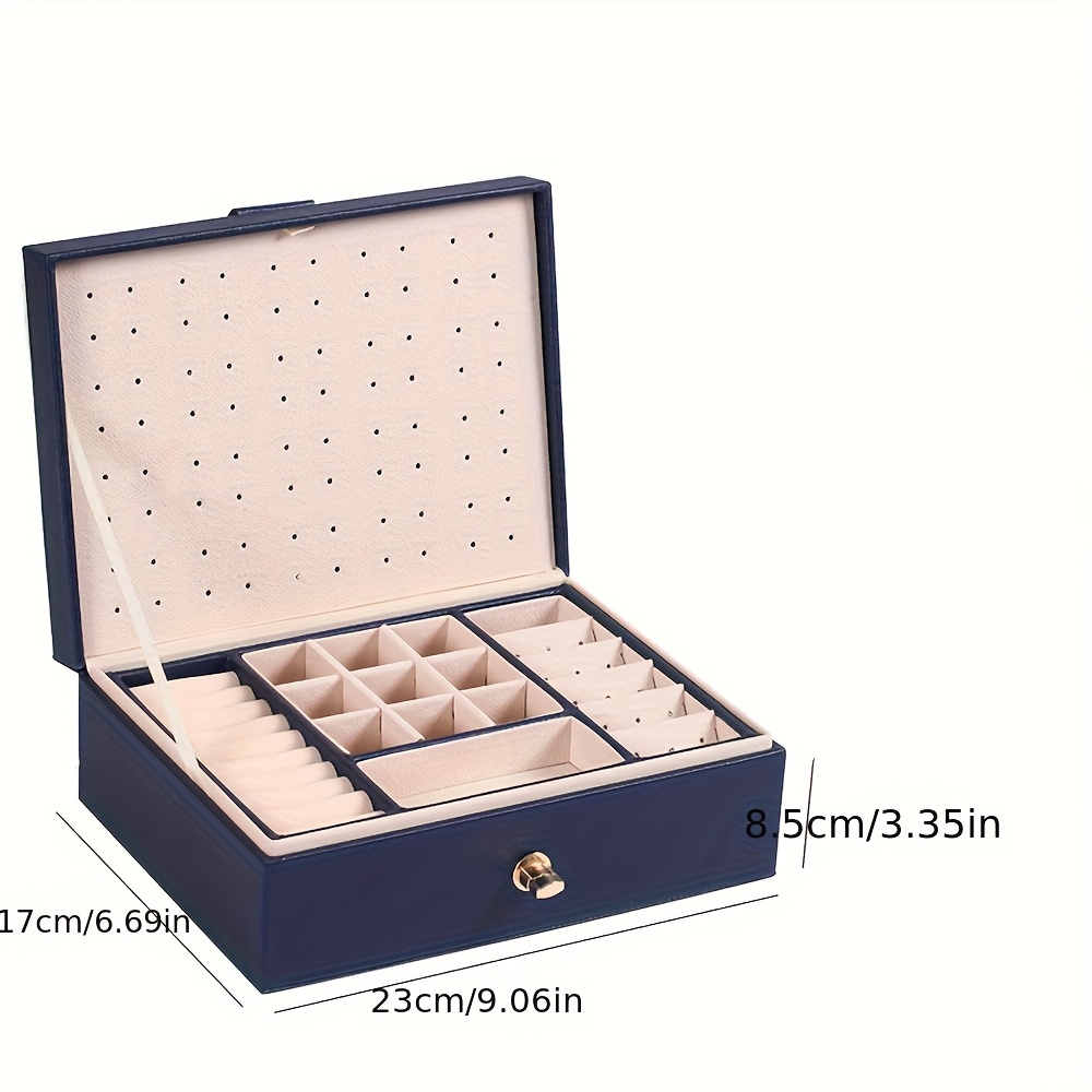 E-shop Luxuriöser Mehrstöckiger Schmuck Organizer mit viel Platz für Halsketten, Ohrringe, Ohrstecker, Armbänder und mehr, hergestellt aus Kunstleder