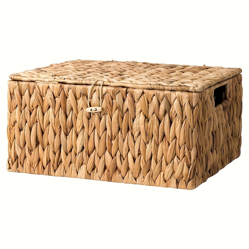 E-shop 1 Stück Bohemian Style Gewebte Wicker Korb zum Organisieren von Büchern und Zeitschriften - Natürliche Beige, Rechteckig mit offener Oberseite,