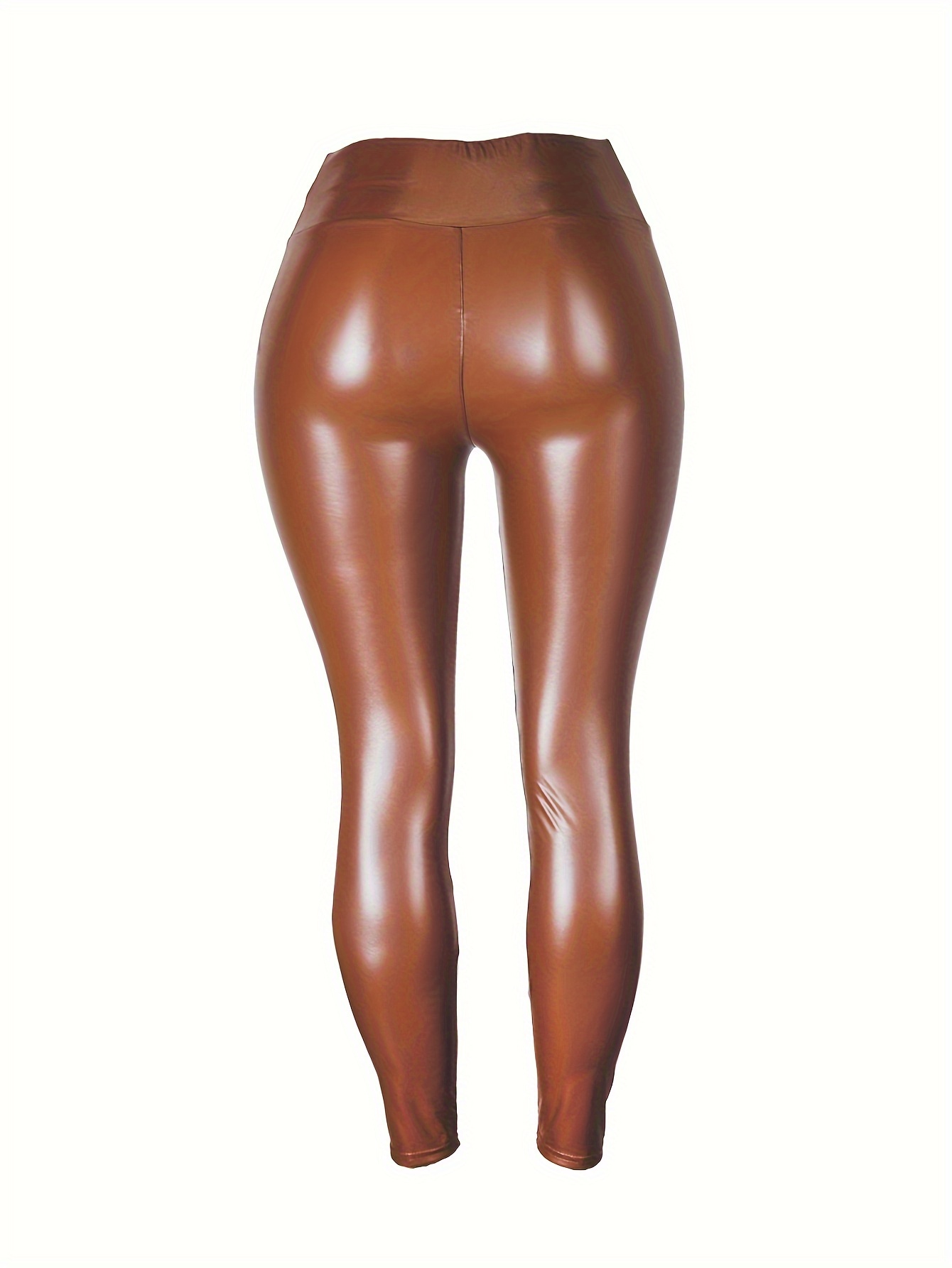Legging Simili Cuir Femme - Taille Haute - Effet Mouillé - Élastique - Fitness & Sortie