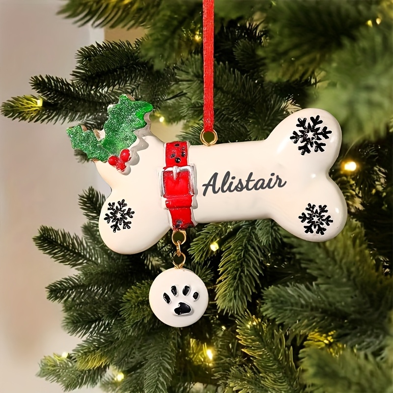 TEMU Cute Resin Bone Ornaments For Christmas - Customizable With Names, Featuring Various Designs Like Candy Canes And Bows, Reusable And Diy, Making