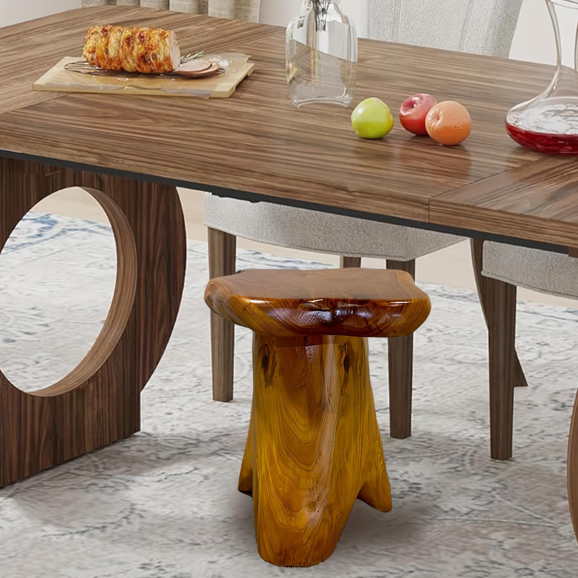 1pc Natural Edge Solid Fir Wood Stool - Rustic Tree Stump Design Indoor/Outdoor Side Table, 280lb Weight Capacity, High Quality Easy-Clean Surface, Versatile for Home, Restaurant, Patio, Living Room Decor, Indoor Outdoor Furniture | Natural Aesthetic | Durable Construction, Solid Wood Furniture