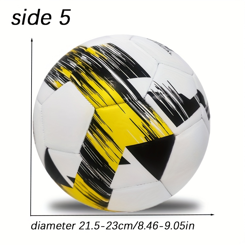 Size 5 Machine-Stitched PVC Football - Durable & Burst-Resistant Training & Match Ball with Abstract Geometric White/Yellow/Black Design for Teens & Adults, Match Soccer Ball | Dynamic Sports Gear | Stitched Soccer Ball