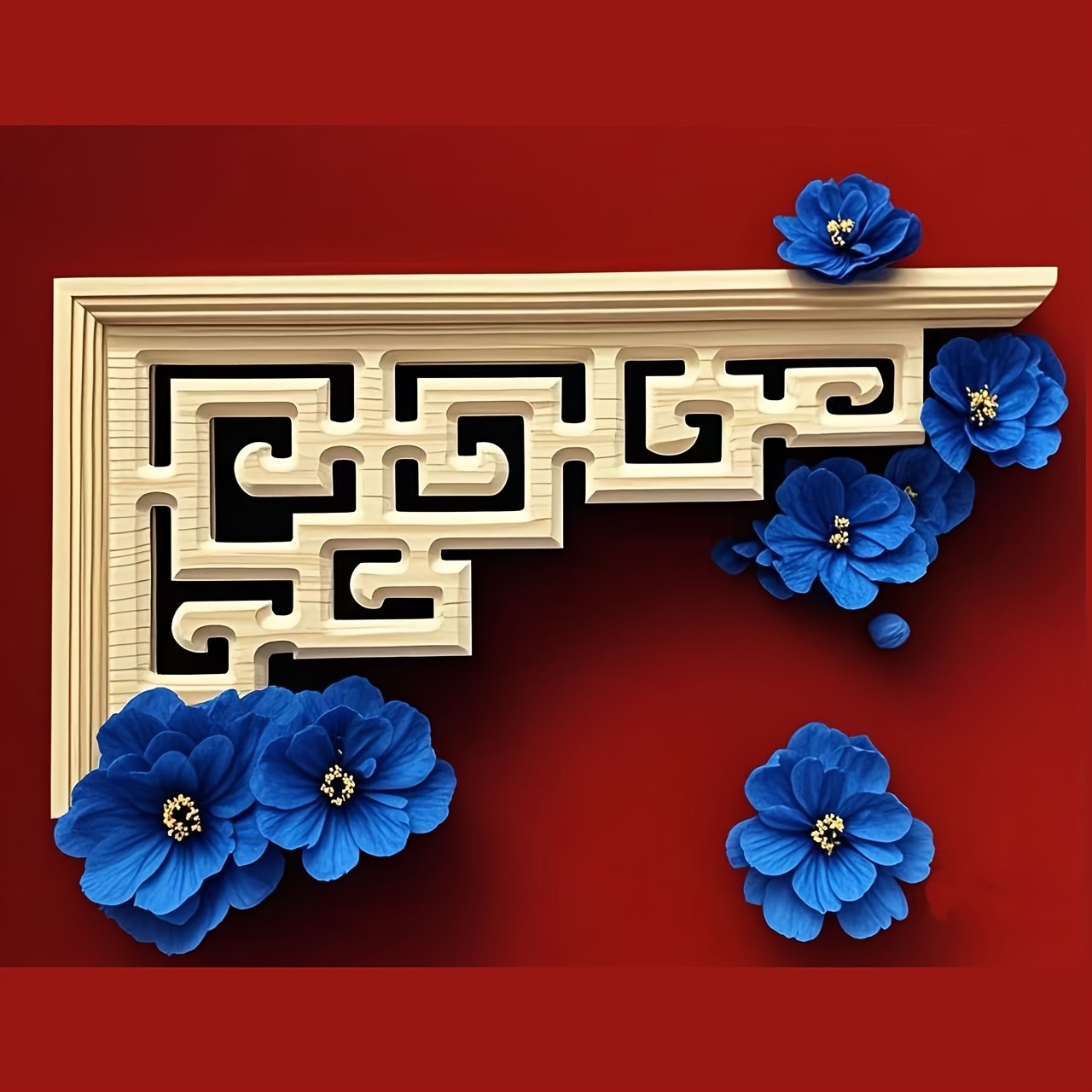 solid wood china carved door frame decoration hand carved geometric patterns no background included unfinished natural wood for walls ceilings door frames   customizable surface   wall decor architectural decoration artistic woodenware wooden decoration 0