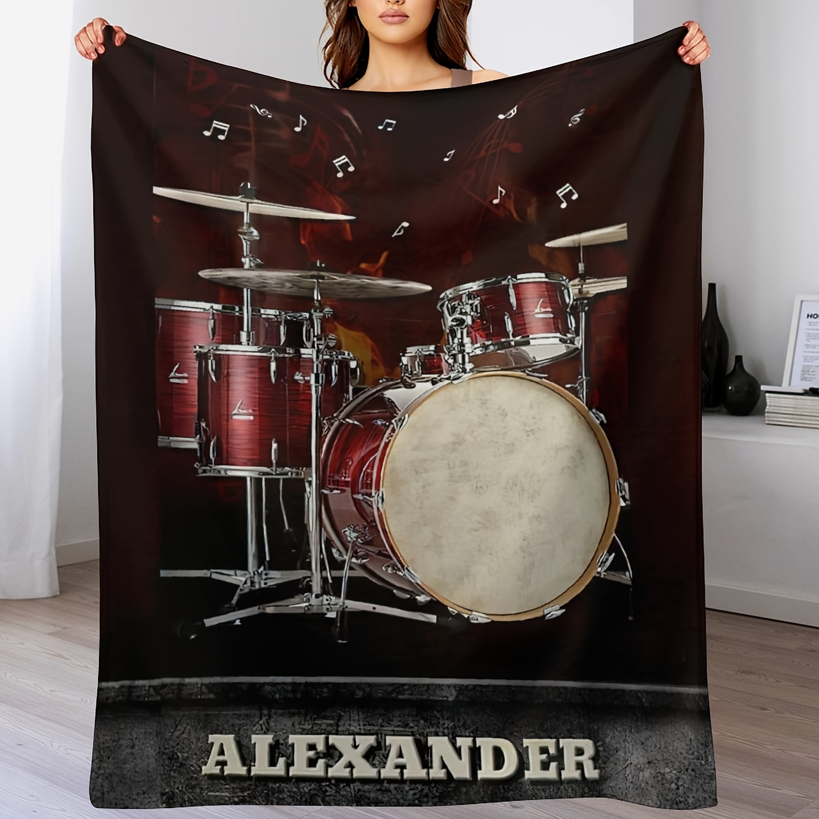 

1pc Music Enthusiasts, Drums, Valentine's Day Birthday Gifts, Gifts For Friends, Bestie, Sister, Family, Car Interior Blanket 50"x60