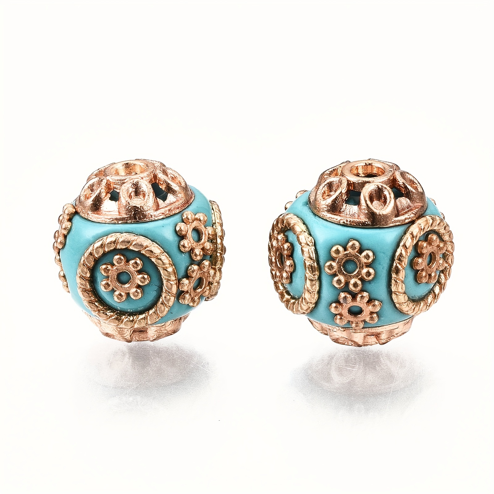 Image of 10pcs Handmade Indonesia Round Beads With Alloy Cores For Vintage Necklace Bracelet Jewelry Making 15x14mm Random Mixed